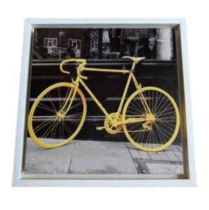 Canvas Print of Yellow Bicycle in White Plastic Frame Home Decor Contemporary